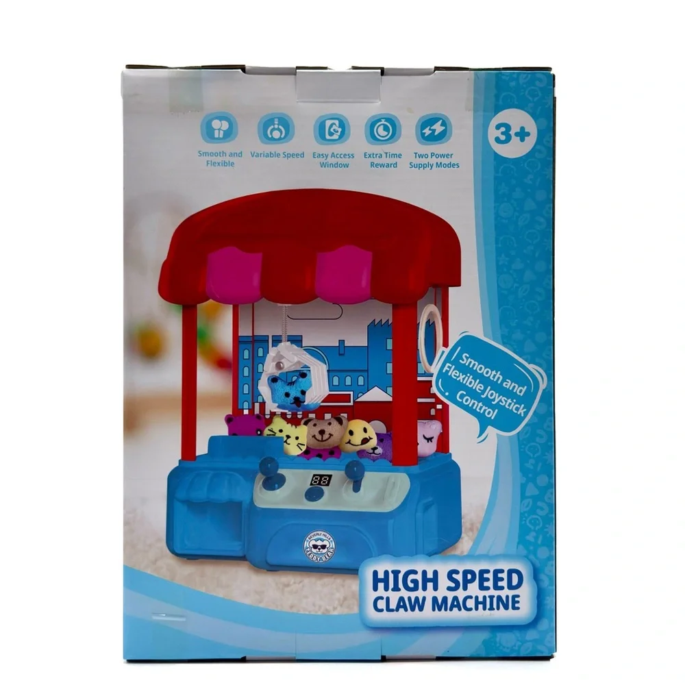 Mini Toy Claw Machine, Red and Blue Arcade Game With 10 Mini Plush Toys & Tokens